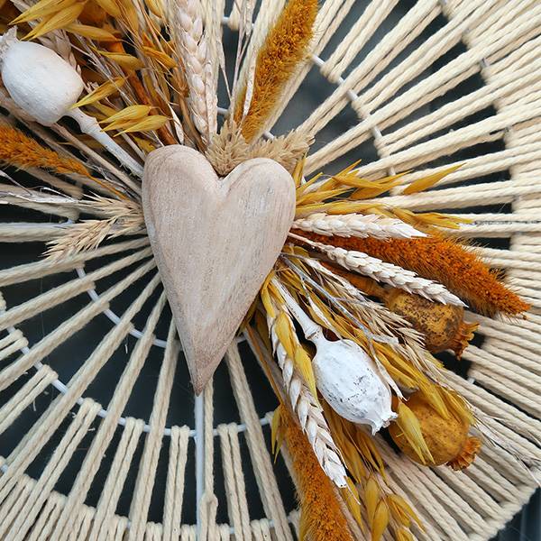 Trockenblumenkranz Boho Herz gelb | handgefertigt | Mooie Tijd